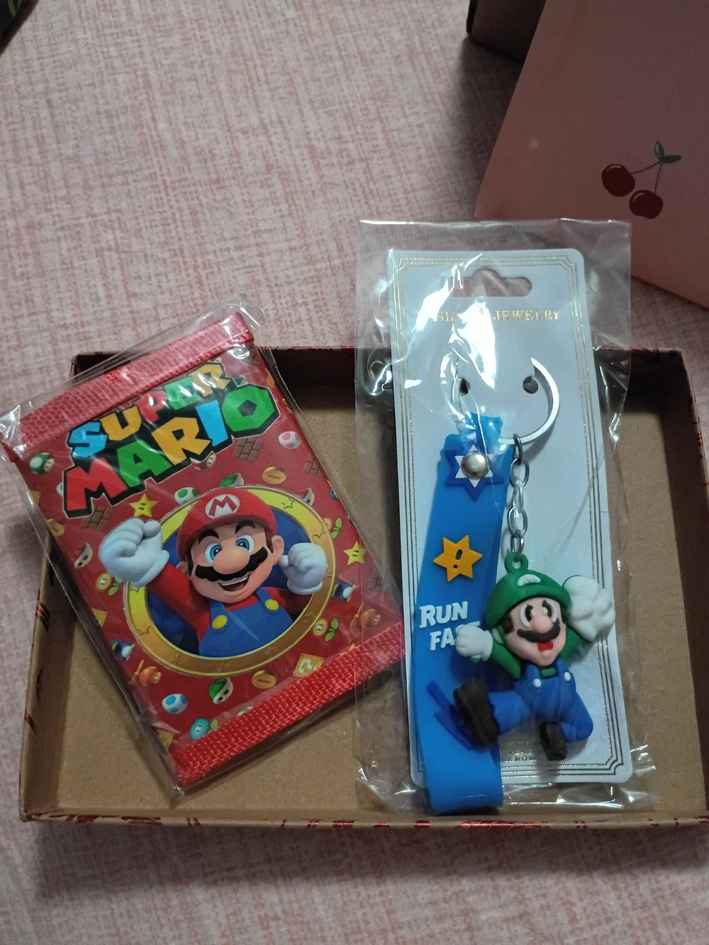 Kids Red Super Mario Keychain and Card Holder Set